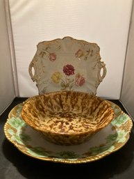 3 Pieces Of Estate Pottery  And Fancy Dishes