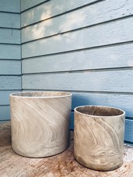 French Stamped Clay Marbled Planters