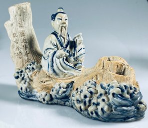 Brush Holder With Zhang Qian On A Trunk Above The Waves