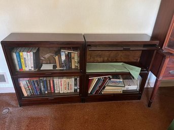 Pair Of Mahogany Book Shelves With Glass Doors