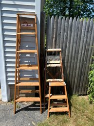 Three Wooden Step Ladders