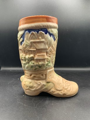 Decorative Hand Painted German Beer Boot Family House Nature Scene