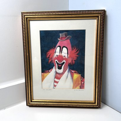 Lou Jacobs Clown Portrait Print By Keith Von Cannon, Signed, Framed & Matted