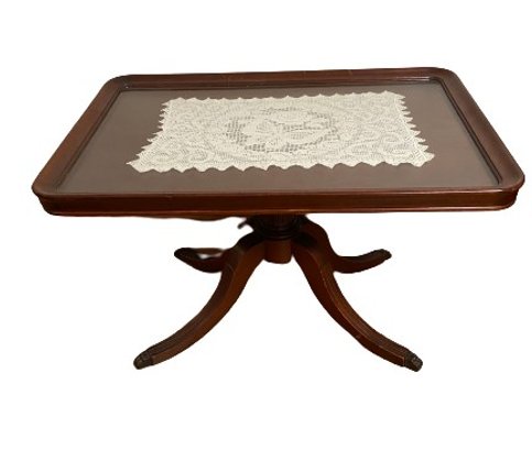 Imperial Furniture - Grand Rapids MI - Genuine Mahogany Glass Top Removable Tray Serving Table