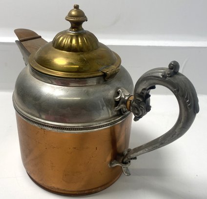 Antique Copper And Brass Teapot With Great Design