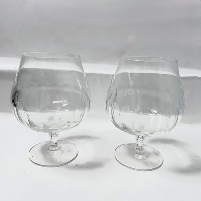 Pair Of Faceted Brandy Glasses