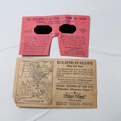 Very Cool 1932 Eclipse Glasses, Eclipse O Scope To View The Eclipse With Map Of Totality