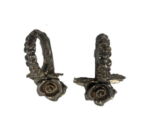 Pair Of Cast Metal Floral Napkin Rings