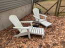Pair Of Quality Heavy Duty Plastic Resin Outdoor Adirondack Chairs With Ottomans