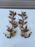 2 Metal Gold Leaf Wall Hanging Decor Pieces