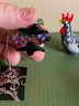 2 Handmade Glass Chickens By Glove Village Glass Studios,  Great Colors
