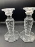 Pair Beautiful Studded Crystal Candlesticks 7 Inch