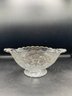 Stunning Glass Crystal Bowl With Painted Grape And Vine Design And Silver Edge