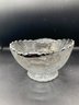 Stunning Glass Crystal Bowl With Painted Grape And Vine Design And Silver Edge