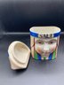 Painted Renaissance Woman Stoneware Salt Box Mepoco Ware Japan