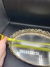 Mirrored Oval 13 Inch Serving Tray With Brass Raised Sides