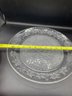 Beautiful Large 13 Inch Crystal Glass Serving Platter Leaves And Frosted Glass