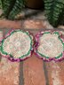 Pair Cute, Colorful Small Doilies Hand Crafted 7.5 Inches