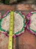 Pair Cute, Colorful Small Doilies Hand Crafted 7.5 Inches