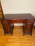 Vintage Mahogany Kneehole Writing Desk With 9 Drawers