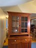 Exceptional Late 18th Century 1700s Primitive Hand Made 2 Piece Pine Hutch With Original Glass