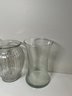 A Grouping Of 4 Clear Glass Vases & Planters