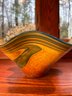 A Beautiful Hand Crafted Ruffle Art Glass Dish Bowl, Signed