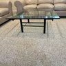 Modern Glass Top Coffee Table With Metal Base