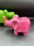 Pair Of Whimsical Stone Carved Animals: An Elephant & A Hippo