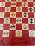 Antique Hand Stitched Quilt: Red Checkerboard Pattern 84inches By 64inches