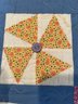Vintage Pinwheel Patterned Hand Stitched Quilt With Adorable Button Accents: 60inches Square