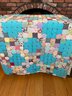 Antique Hand Stitched Quilt: Fun Blue Cross Pattern, 86inches By 76inches