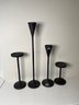 Lot Of 4 Quality Primitive Rustic Candle Holders, Including Pottery Barn