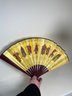 Chinese Folding Fan With Carrying Case, With Chinese Warriors & Writings