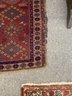 Antique Small Persian Gharadjeh Runner Rug, Hand Woven Red And Blue Rug