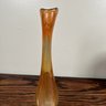 Mid-Century Stretch Swung Iridescent Carnival Glass 10 Gold Opalescent Vase