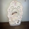 Huge 19th Century Staffordshire Couple With Dog Sitting Under Floral Design