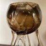 Art Glass Jellyfish Octopus Brown Amber & Clear Glass Compote Bowl Cauldron 10
