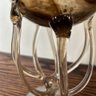Art Glass Jellyfish Octopus Brown Amber & Clear Glass Compote Bowl Cauldron 10