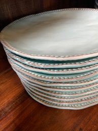 Annmarie Dove 10 Ceramic Blue Dinner  Plates 11 And A Half  Inches Wide.