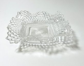 Clear Glass Candy Dish With Ruffled Edge