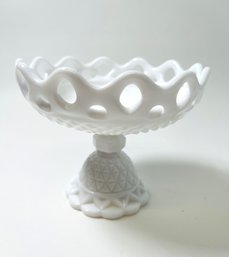 Vintage Milk Glass Pedestal Fruit Bowl From Imperial Glass Corp