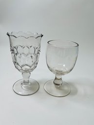 Mixed Group Of 3 Clear Glass Goblets