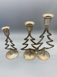 Lot Of 4 Christmas Trees Candle Holders