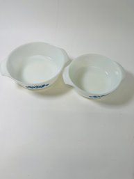 Pair Of Anchor Hocking Casserole Dishes, Blue Cornflower Design