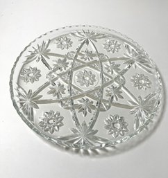 Vintage Clear Pressed Glass Cake Plate