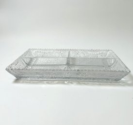 Clear Pressed Glass Divided Condiments Dish