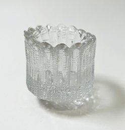 Heavy Footed Clear Glass Toothpick Holder With Scalloped Edge