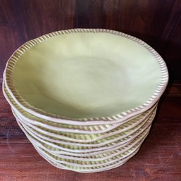 Annmarie Dove 10 Ceramic Green Plates 9 And A Half  Inches Wide.