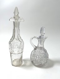 Pair Of Clear Glass Cruets With Stoppers